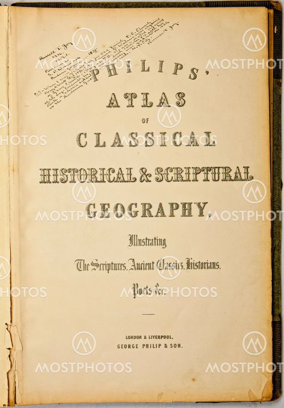 Ancient map of the world . Published by George Philip and son at London 1857 and are not subject to copyright.