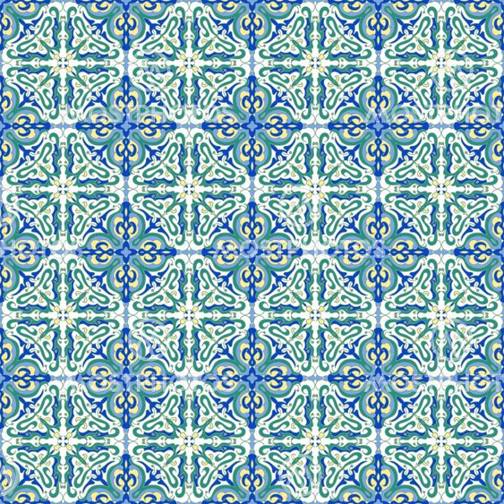 Hand drawing zentangle mandala color seamless parteern. Italian majolica style