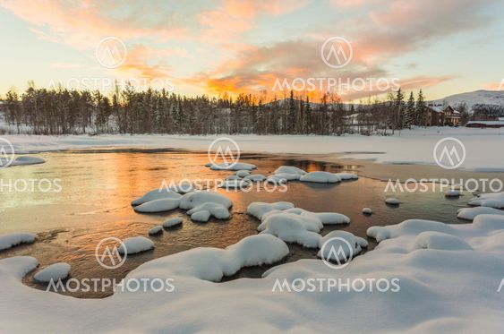 Wassara river in Gällivare, Sweden