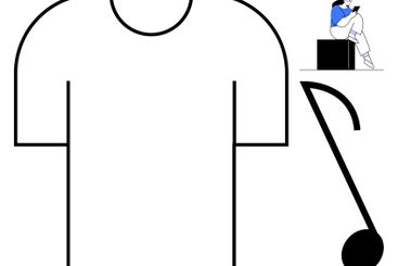 Modern Design of T-Shirt, Music Note, and Woman Sitting...