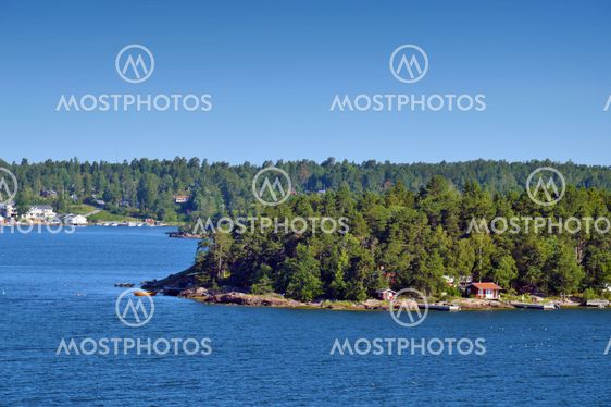 Swedish settlements on islets of Stockholm Archipelago in Baltic Sea, Sweden