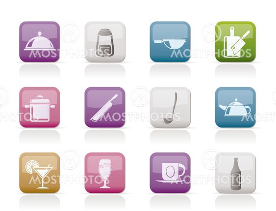 Restaurant, cafe, food and drink icons