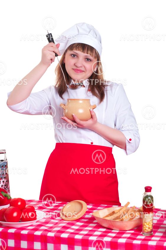 attractive woman cooking