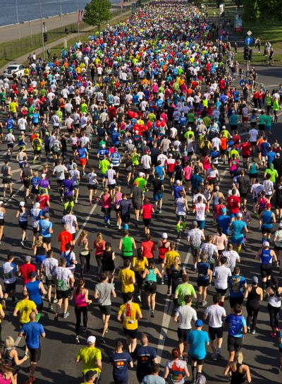 Riga, Latvia - May 19 2019: Riga TET marathon runners...