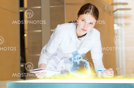 young woman doing research