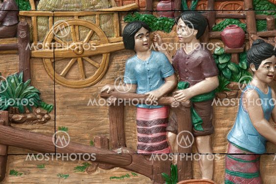 native molding art on wall in thai style