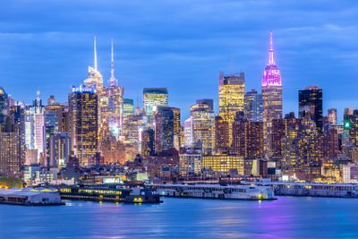West New York City midtown Manhattan skyline view from...