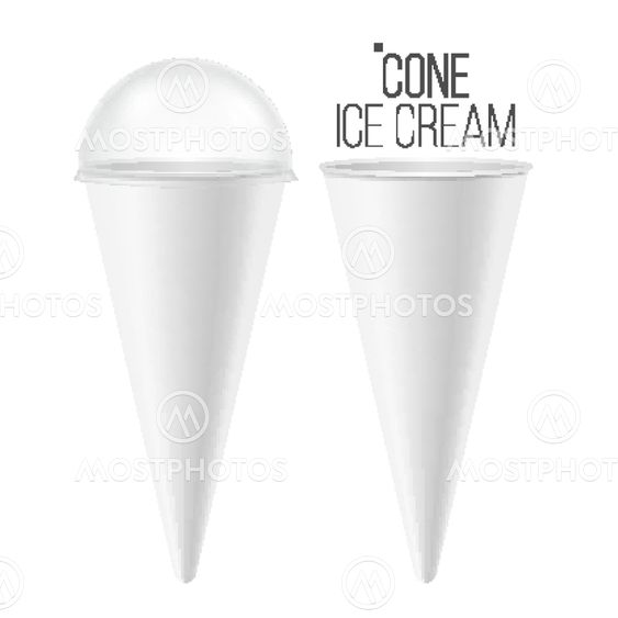 Ice Cream Cone Mock Up Vector. 3D Realistic Blank. Clean...