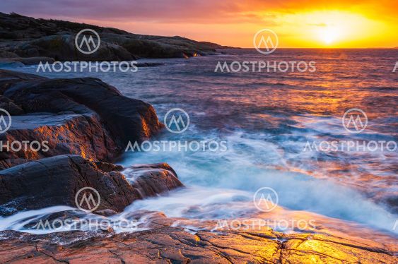 Coastal scenery at sunset, Sweden
