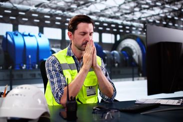 Praying Christian Man. God Seeking Worker