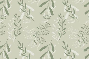 Herbal botanical pattern with doodle stylized twigs...