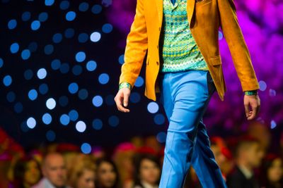 Fashion show runway beautiful colourful suit