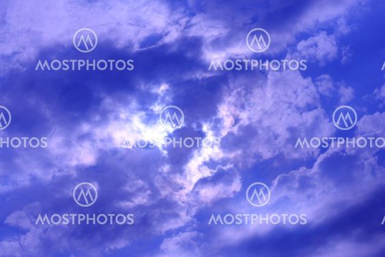 Stormy white cloud on blue sky. Cloudscape background