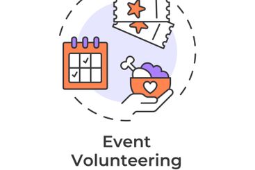 Event volunteering multi color concept icon
