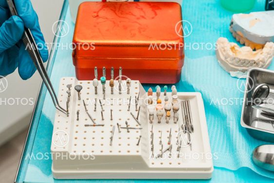 Dentist tools. Dentist workplace equipment set. Health...