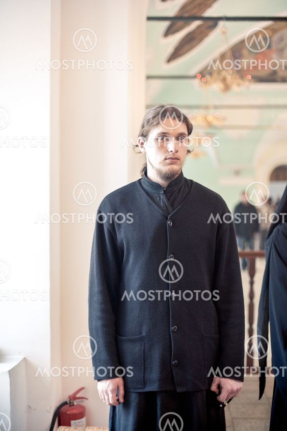 MOSCOW - MARCH 13: Orthodox liturgy with bishop Mercury in High Monastery of St Peter in Moscow on March 13, 2010 in Moscow