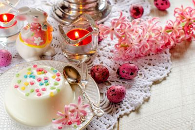 Easter pudding on a festive table.
