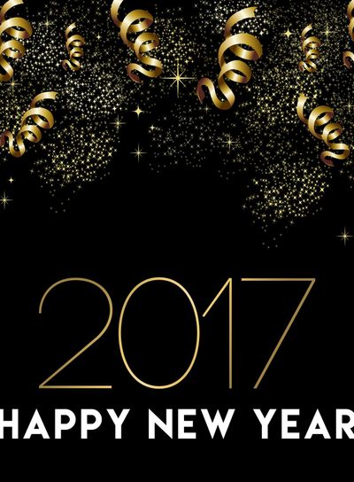 Happy New Year 2017 gold party decoration card