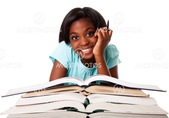Happy student with homework
