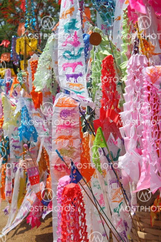 Color paper flag for Buddha worship