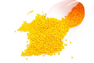 yellow dyed and glass filled polymer resin