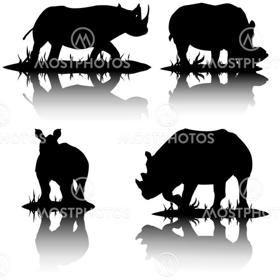 vector silhouettes of hippopotamus