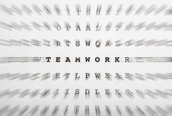 Crossword letters, focus on word teamwork