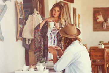 Hotel, coffee shop and couple with holiday, travel and...