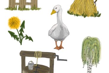 Country life illustration set. Countryside .