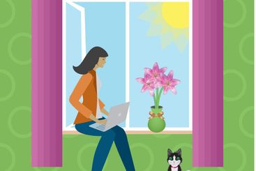 Woman working from home.