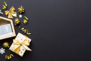 Christmas calendar 1 january. Christmas gift, fir...