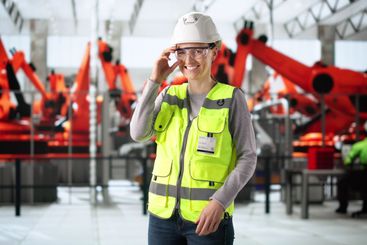 Skilled Female Engineer at Automotive Car Factory