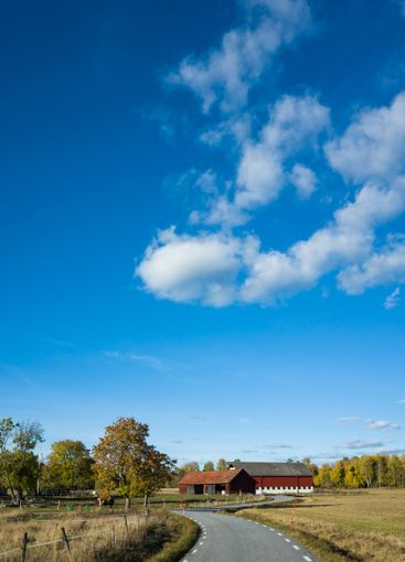 Clouds in blue sky over Sweden countryside in autumn season