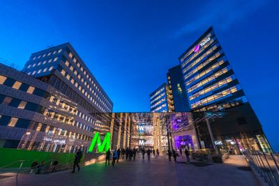 Exterior of Mall of Scandinavia during evening with great...