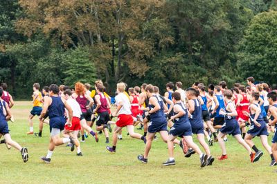 Boys high school cross country race start