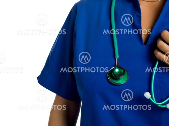 nurse with stethoscope close up