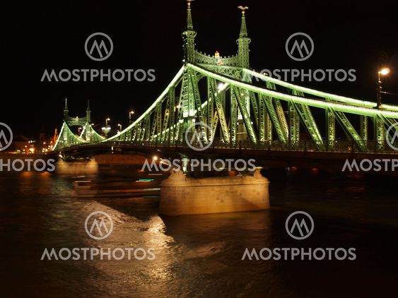 A bridge at night in Budapest