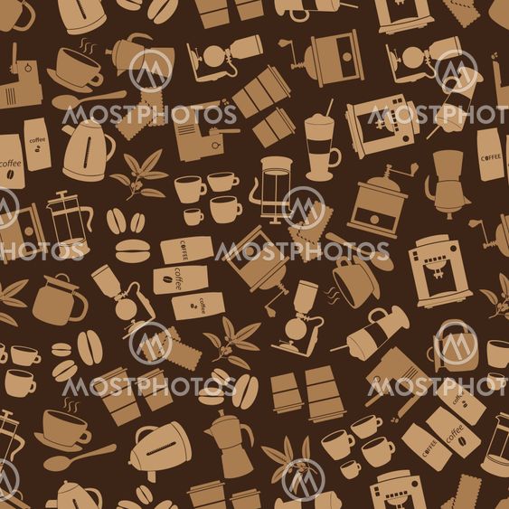coffee icons brown seamless pattern eps10