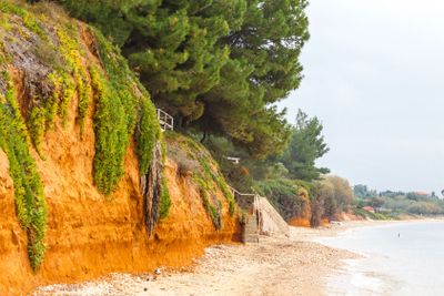 Mediterranean seacoast in winter. Halkidiki, Greece