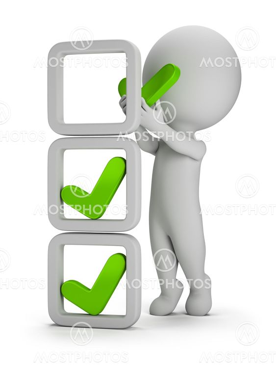 3d small people - installation of check marks