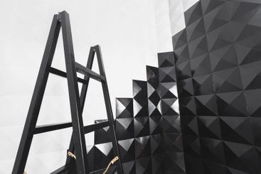 Wooden staircase ladder as the interior decoration