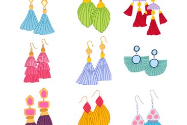 tassel earrings set cartoon vector illustration