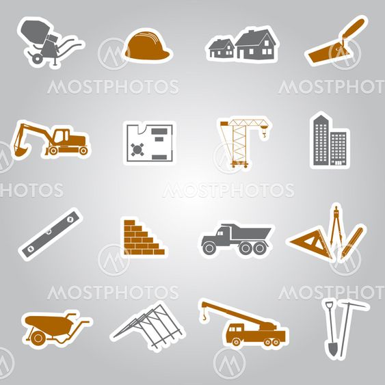 construction stickers set eps10