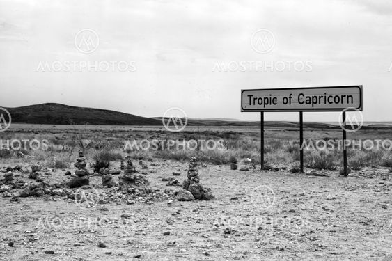 tropic of capricorn sign in namibia africa beside a road