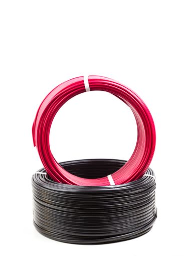 set colored electric cable on white background