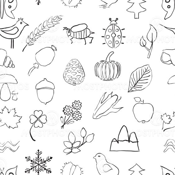 doodle seamless nature pattern