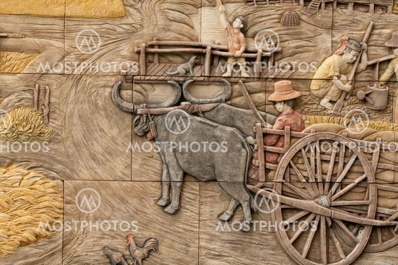 native molding art on wall in thai style