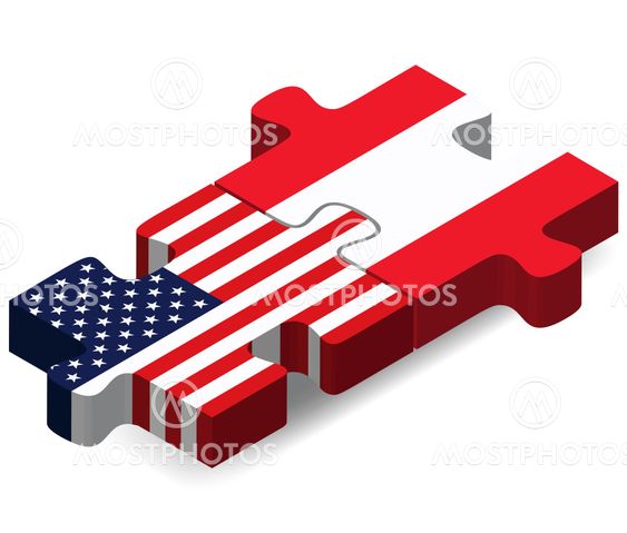 USA and Austria Flags in puzzle