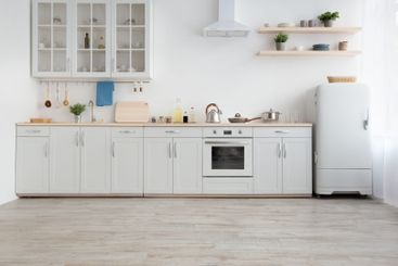 Light kitchen in daylight, simply, minimalist...