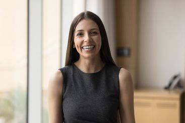 Head shot portrait young beautiful European...
